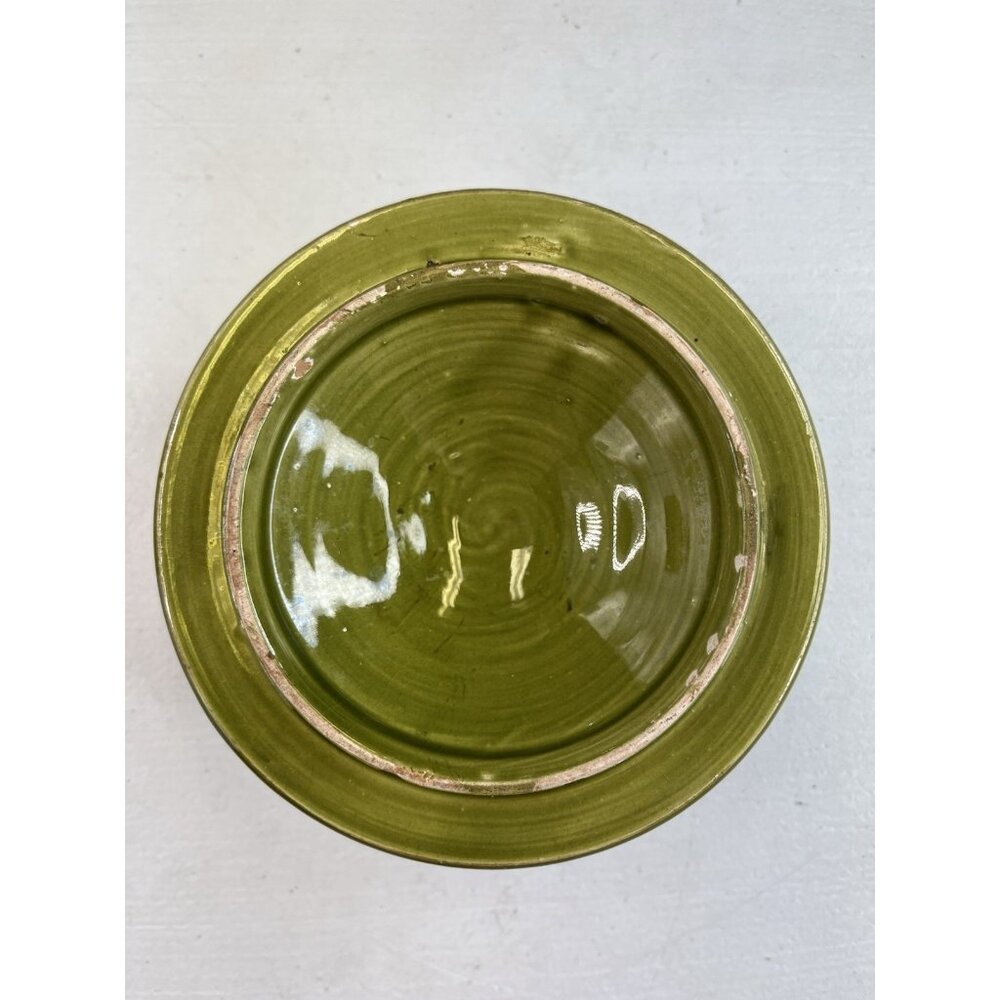 Italian Pottery Cookie Jar with Embossed Flowers by Bitossi, Green 1950s Ceramic - Picture 13 of 15